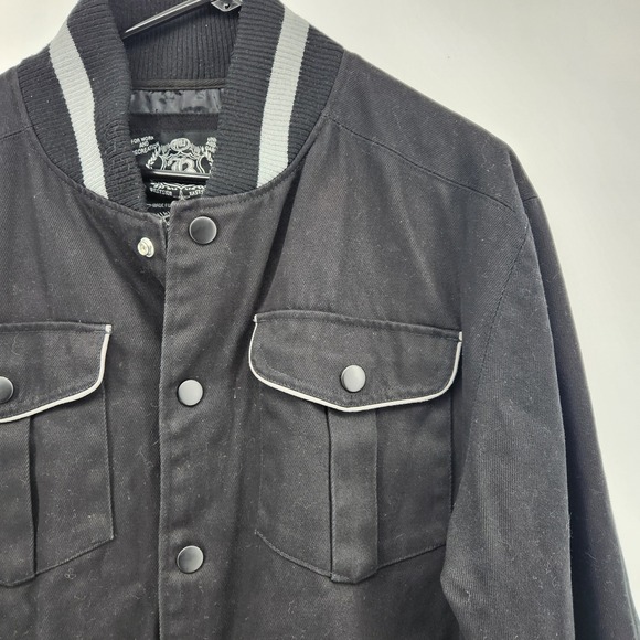 VTG Varsity Jacket XL Black and Gray Prep‎ Emo - Picture 2 of 5